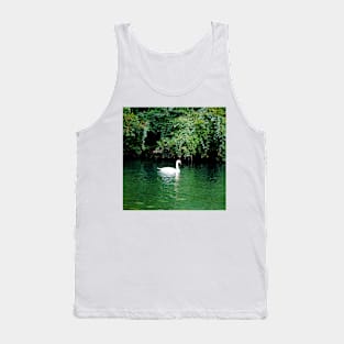 Elegant White Swan Floating in Lake Tank Top